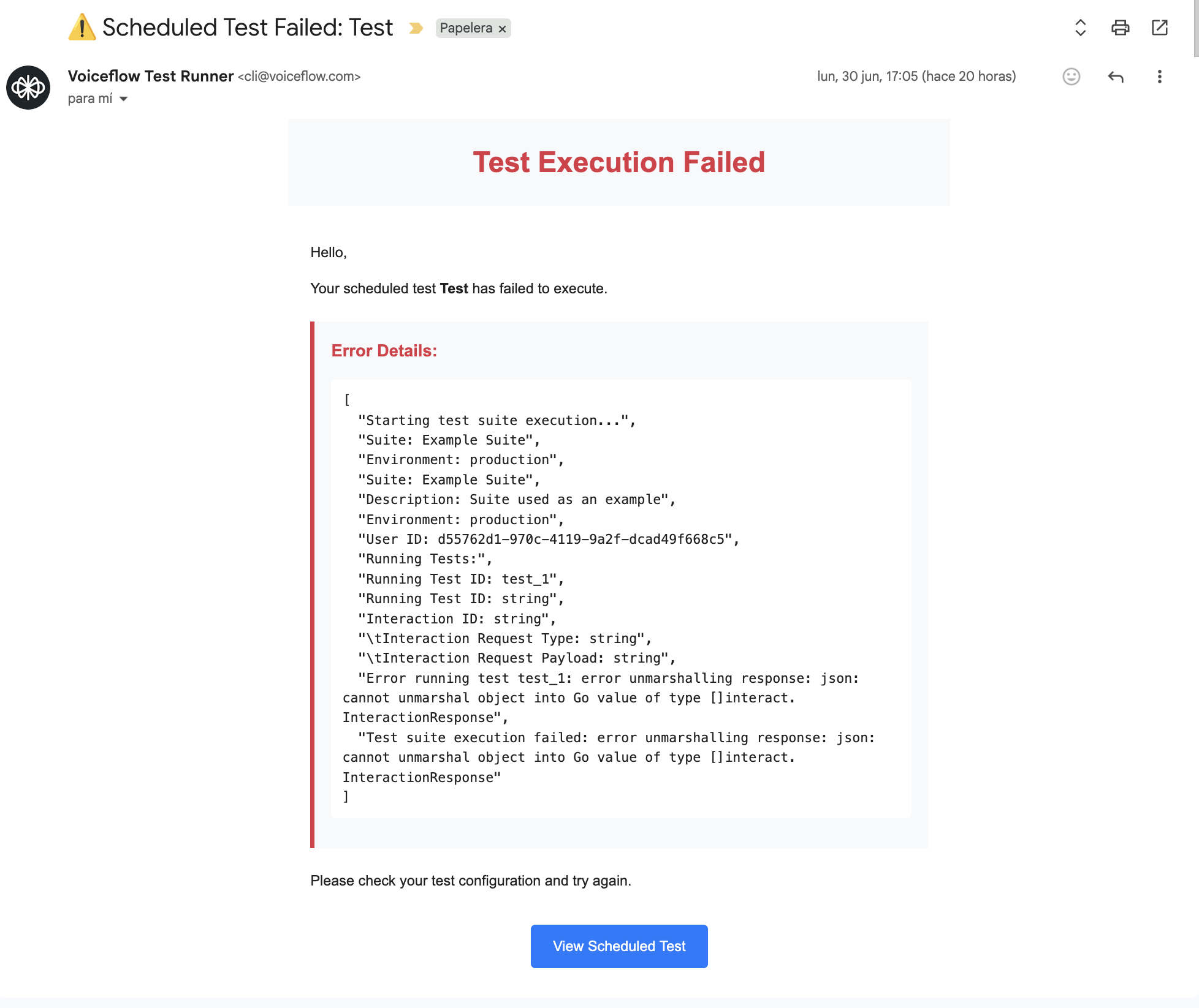 Email Failure Alert