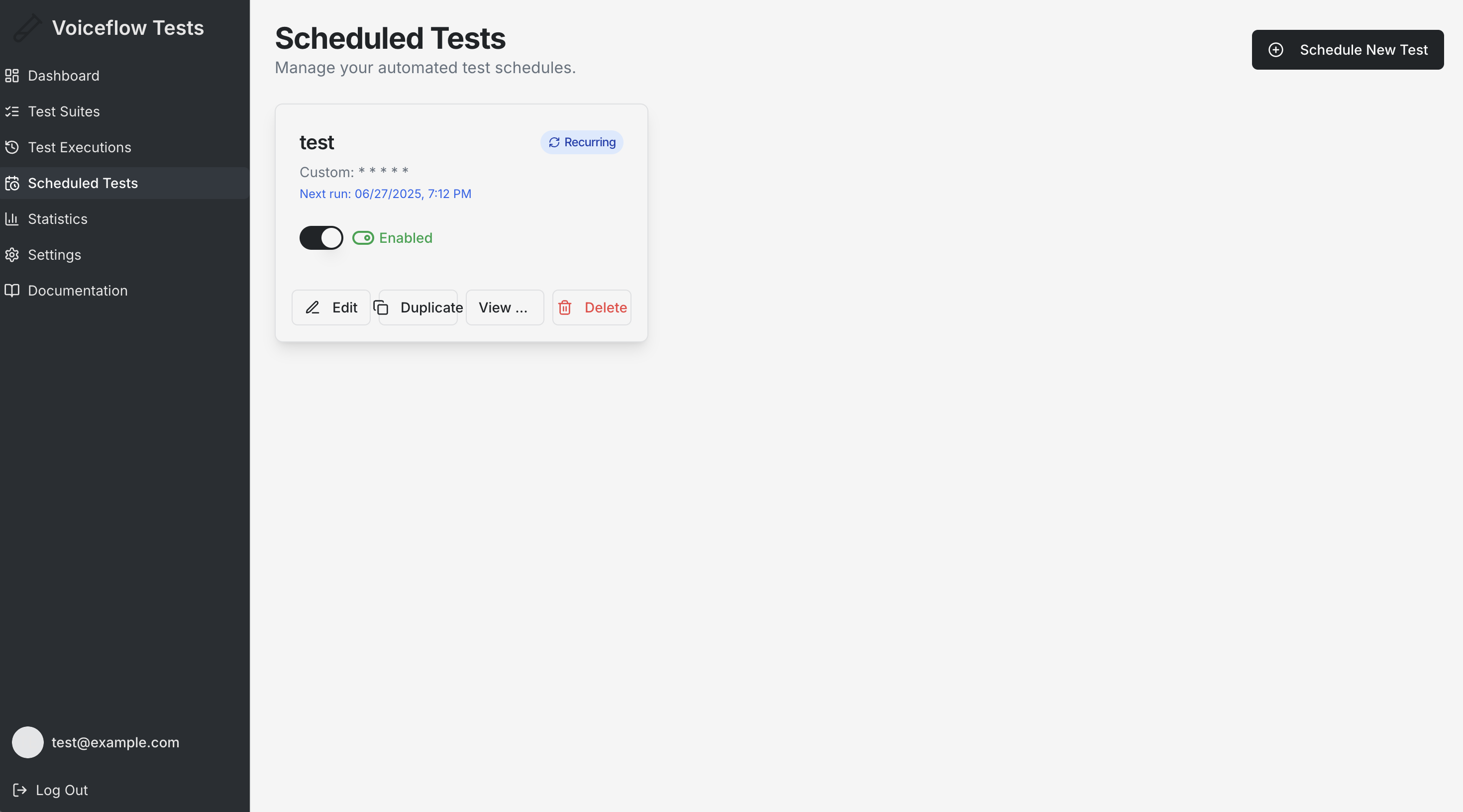 Scheduled Tests