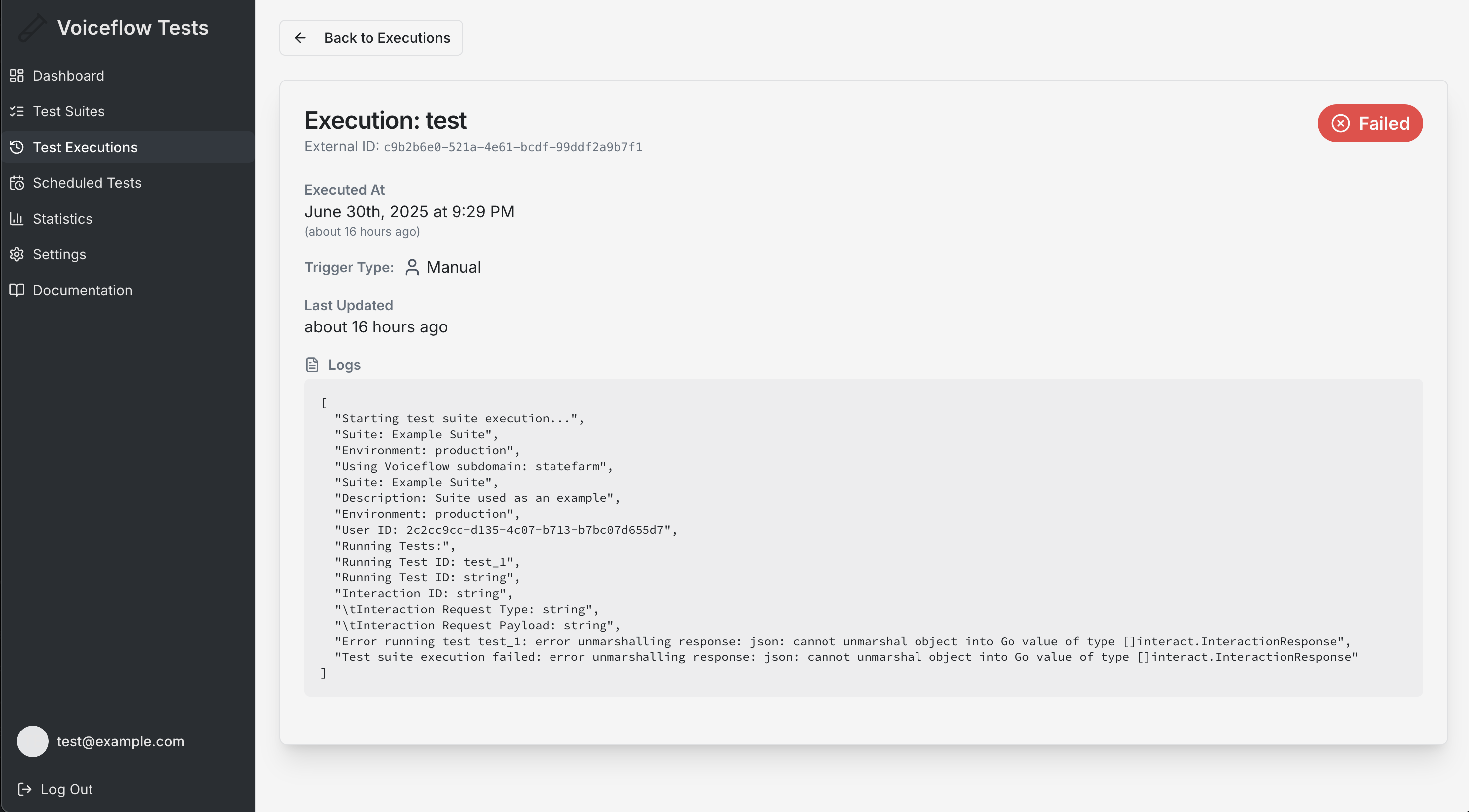 Test Execution Detail